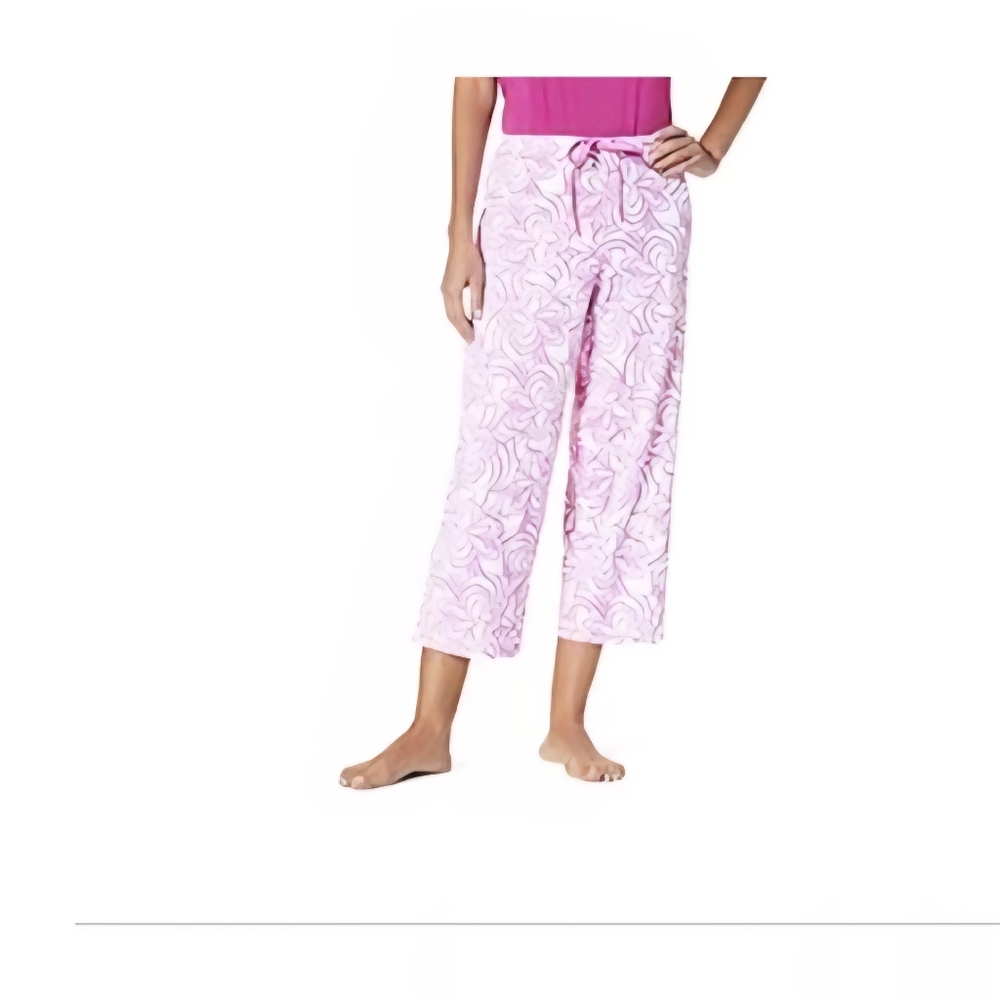Hue Capri Pajama Pants XL New Pink White Floral